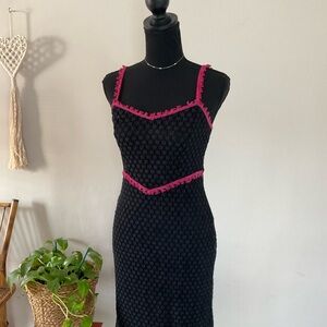 Y2K Vintage Black & Pink Textured Betsey Johnson Dress